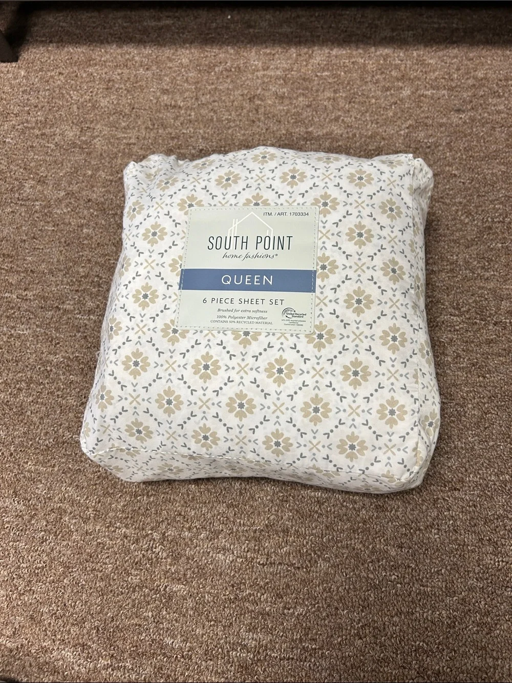 Queen Sheet Set in Cream and Gray Floral